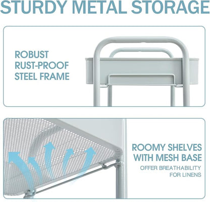TOOLF 3-Tier Rolling Cart - Metal Utility Storage Organizer with Lockable Wheels, 33 lbs Per Shelf, Tool-Free 5-Min Assembly, for Kitchen Bathroom Office Nursery Craft Room, Green