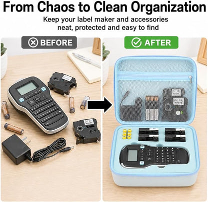 Case Compatible with DYMO Label Maker LabelManager 160/280 Portable Label Maker, Label Printer Storage Organizer for AC Adapter, Tape Cartirdges and More Accessories(Box Only) (Blue)