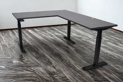 Lift It, Electric Sit Stand Adjustable Height 72"x24" I 48"x24" L-Shape Office Desk for Office or Home, Dual Motor, 4 Memory Digital Control with USB Charging, Charcoal Pattern Top and Black Frame