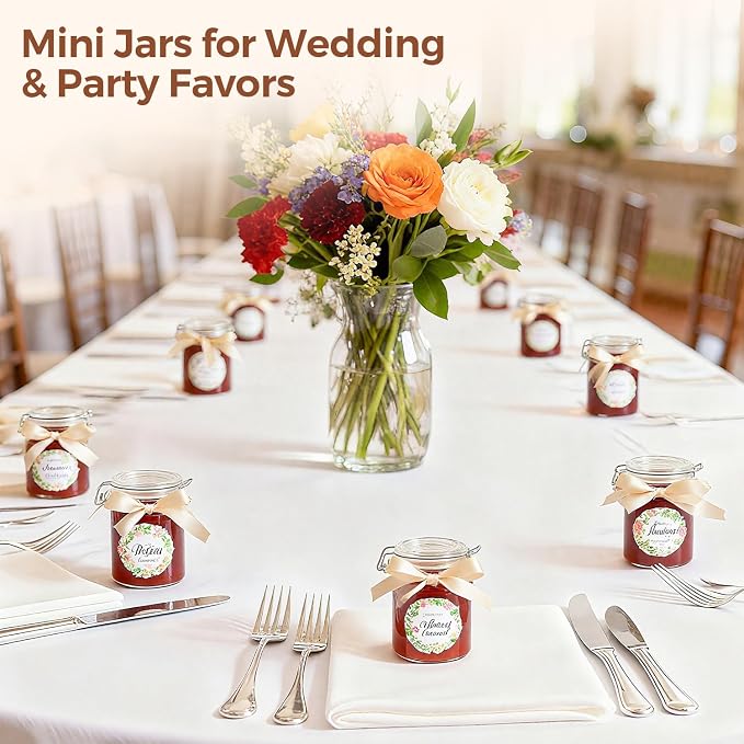 ComSaf 8oz Glass Jars with Airtight Lids (Value Pack of 12), Bulk Cylindrical Jelly Jars for Complete Pantry Organization, 240ml Small Canisters for Sourdough Discard, Spices, Crafts & More