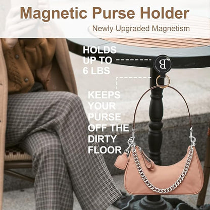 Magnetic Purse Holder - Handbag Hanger with Strong Magnetism, Beautiful Lily Hook for Women, Valentine's Day Gift, Suitable for Table, Locker Room, Restroom