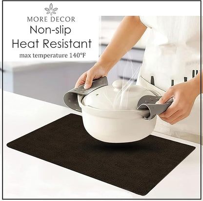 More Décor Faux Leather Placemats Set of 4 for Dining Table – Waterproof, Wipeable, Washable, Stain & Heat Resistant, Non-Slip Table Mats – 12 X 17 Inch, Dark Grey