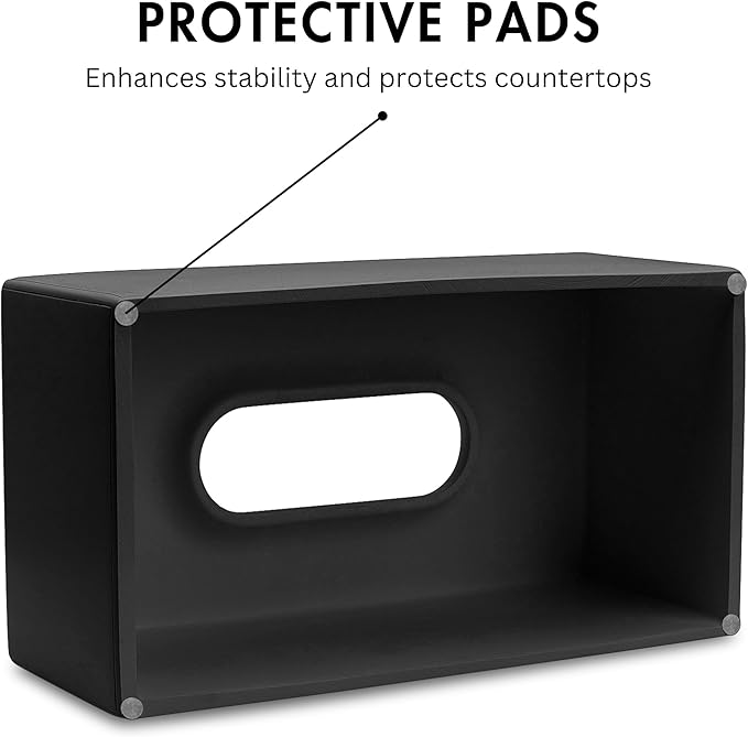 Yew Design Matte Black Tissue Box Cover Rectangular, Facial Tissue Dispenser for Bathroom, Kitchen, Bedroom, Office, Hotel, Restaurant, Countertop, Nightstand, Car, and Desk