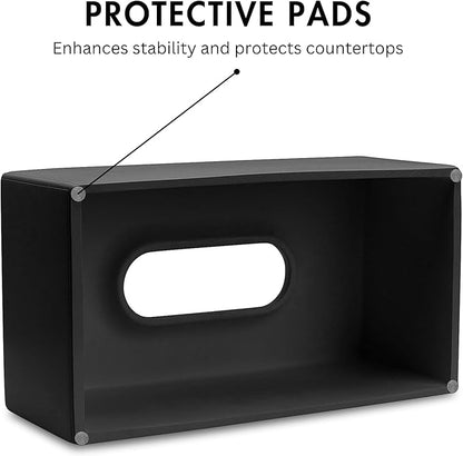 Yew Design Matte Black Tissue Box Cover Rectangular, Facial Tissue Dispenser for Bathroom, Kitchen, Bedroom, Office, Hotel, Restaurant, Countertop, Nightstand, Car, and Desk