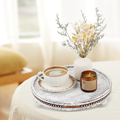 Decor Decorative Round Tray 11.81in for Home Decor for Coffee Table Farmhouse Kitchen Table Living Room Bathroom Centerpiece Tray Decor
