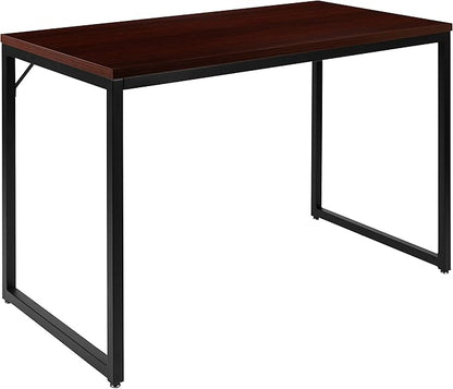 EMMA + OLIVER Industrial Modern Desk-47"L Commercial Grade Home Office Desk-Mahogany/Black