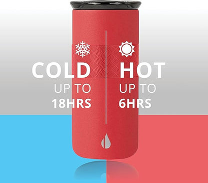 Elemental Artisan Insulated Tumbler, Triple Wall Coffee Travel Mug, Reusable Stainless Steel Coffee Tumbler with Ceramic Lid, Thermal Coffee Cups for Hot (6 Hrs) & Cold (18 Hrs), 16oz - Red