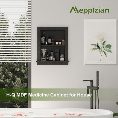 Recessed Medicine Cabinet,14x18 in Wall Bathroom Cabinet with Storage,Bathroom Niche for Shower Wall for Bedroom/Hallway,Black Shower Niche,Wall Niches Insert for Drywall,MDF