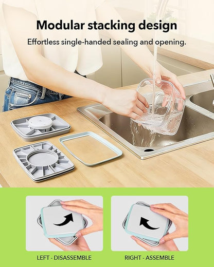Airtight Food Storage Containers Set with One-Touch Lid, 6-Piece Multi-Size Set (0.6, 1.3, 1.9Qt)*2 Stackable Durable PET for Flour, Cereal, Snacks & Complete Pantry Organization