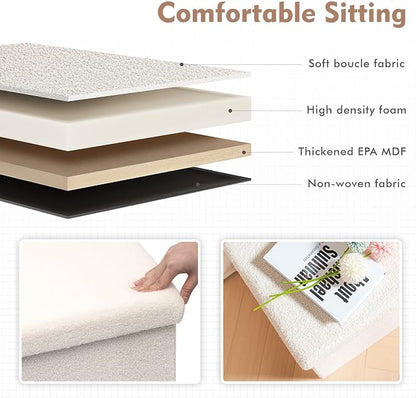 B FSOBEIIALEO Small Storage Ottoman Cube Sherpa Ottomans Foot Rest, Foldable Boucle Ottoman, Faux Teddy Fur, Cream White 12.6"x12.6"x12.6"