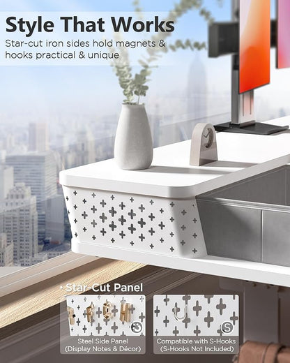 FiCiHi Standing Desk with Drawers, C-Clamp Mount Compatible, 55x24 Inch Electric Adjustable Height Computer Stand Up Desks, Home Office Sit Stand Table with 3 Preset Heights & 2 Hooks, White