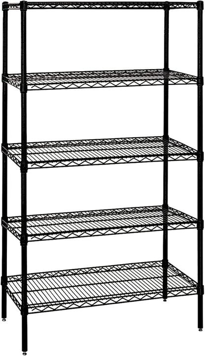 Quantum Storage Systems WR74-1824BK Starter Kit for 74" Height 4-Tier Wire Shelving Unit, Black Finish, 18" Width x 24" Length x 74" Height