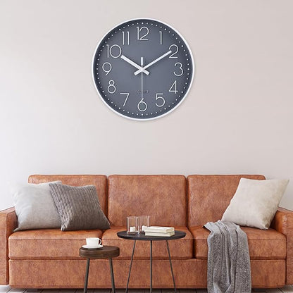 jomparis 16 Inch Gray Large Wall Clock Silent Modern Elegant Decor for Living Room Office Kitchen Dining Room