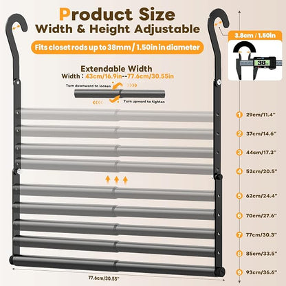 Mavivegue 2 Pack Adjustable Closet Rods for Hanging Clothes, Heavy Duty Closet Hanging Rod, Double Hanging Closet Rod, Space-Saving Closet Extender Hanging Rod, Black