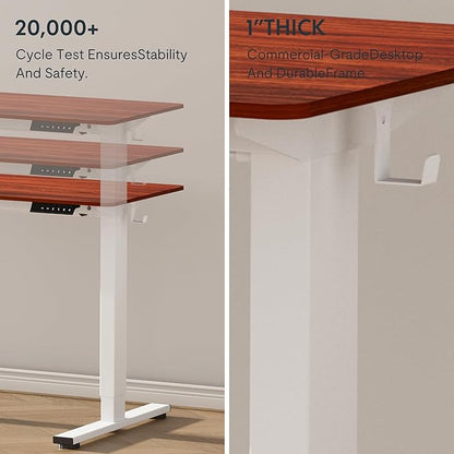 FLEXISPOT EN1 One-Piece Standing Desk with 1-Inch Thick Seamless Desktop, 48"x24" Electric Height Adjustable Desk for Home Office, Multi-Monitor Setups & Easy Assembly, Mahogany