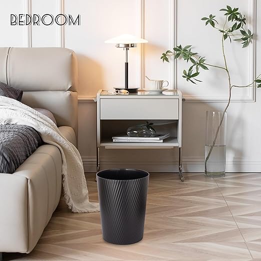 UUJOLY Small Trash Can Wastebasket Garbage Can Container Bins for Bathrooms, Laundry Room, Kitchens, Offices, Kids Rooms, Dorms (Black, 2 Pack)