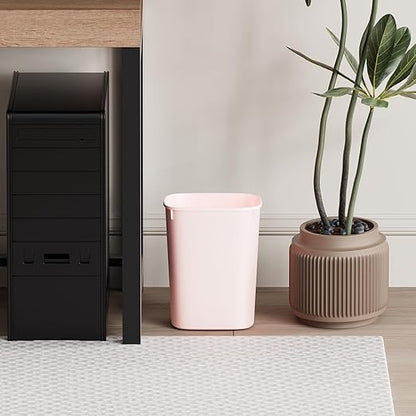 CEROELDA Bathroom Trash Can with Lid, 10L/2.6 Gal Small Garbage Can with Press Top Lid, Slim Plastic Waste Basket for Toilet, Office, Bedroom(Pink)