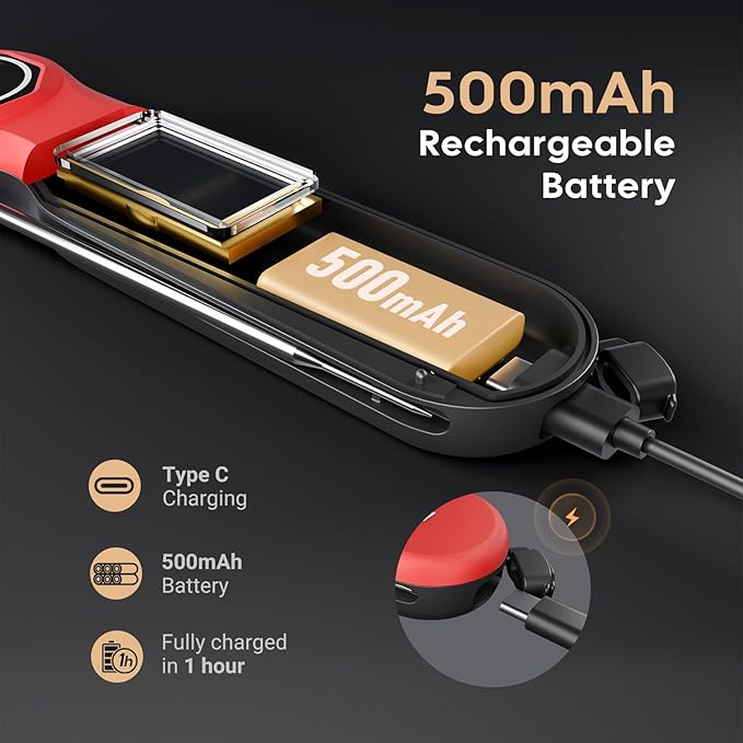 Rechargeable 0.5 Seconds Instant Read Meat Thermometer for Cooking, ±0.5℉ Accuracy Digital Food Thermometer with Large Screen, Waterproof Kitchen Thermometer for Grilling Frying BBQ