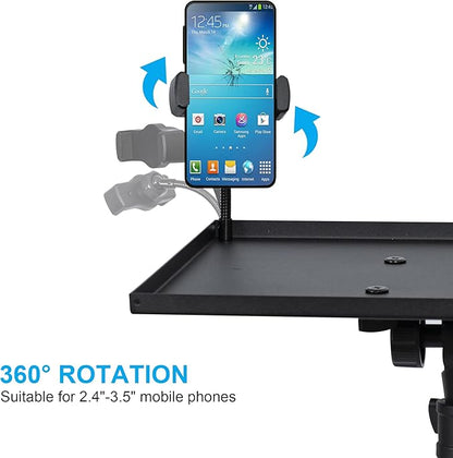 Projector Stand Tripod Adjustable, Laptop Height from 23.5 to 63.5 inches with Gooseneck Phone Holder, Floor for Office, Home, Stage, Studio, DJ Racks Holder Mount, 23.5inch-63.5inch