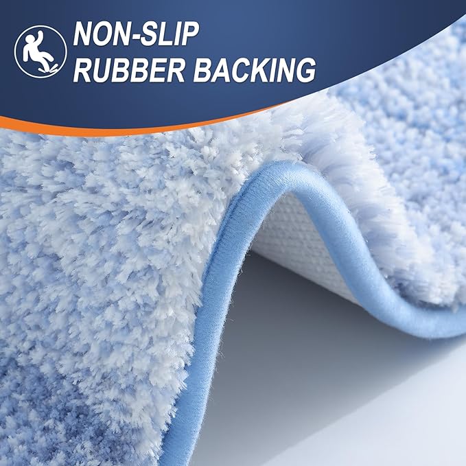 OLANLY Bathroom Runner Rugs Mat 59x24, Extra Soft Absorbent Microfiber Bath Rugs, Rubber Backing, Quick Dry, Washable Long Bath Mats for Bathroom, Tub and Shower, Home Decor Accessories, Light Blue