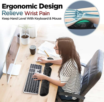 Gimars Enlarge Silky and Superfine Fabric Gel Memory Foam Keyboard Wrist Rest Set, Ergonomic Keyboard Mouse Wrist Support for Typing Pain Relief, Comfort for Office, Gaming, Computer-Map Pattern
