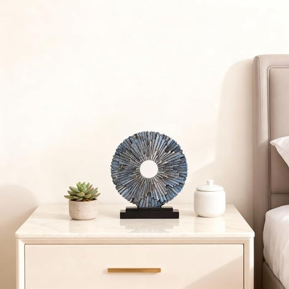 DOVDOV Blue Home Decor Sculpture, Unique Round line Statue, Modern Home Decor, Decorative Panel Statue for Living Room tv Cabinet, Office, Bedroom, Dining Table Center Blue Decor