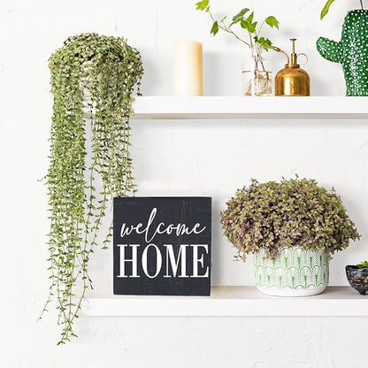 HTBIG Welcome Home Sign Home Decor Desk Decor Wooden Box Sign Rustic Black Wood Block Plaque Box Sign for Women Family Friends Farmhouse Living Room Kitchen Bedroom Shelf Table Decoration