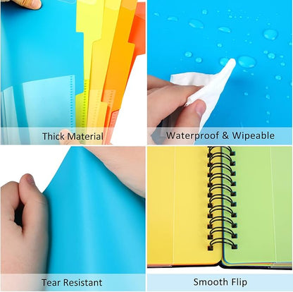 HABGP 24 Pocket Plastic folders with Pockets, 12 Colors Multi Pocket Folder Binder with Dividers, Office Organizer Folder Letter Size School Supplies