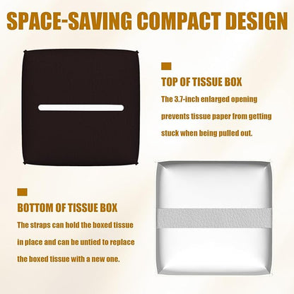 Full Moon Tissue Box Cover 2PCS, Palm Tree Leather Tissue Box Holder Square Facial Paper Case Tissue Box Cube Organizer for Bathroom Bedroom Desk Office