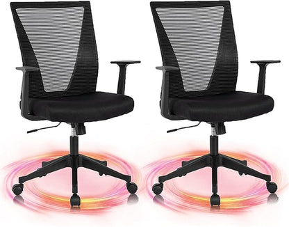 CLATINA Home Office Chair Ergonomic Desk Chair Mesh Computer Chairs with Armrests Executive Rolling Wheels Swivel Heavy Duty Chairs Office, Home, Black 2 Pack