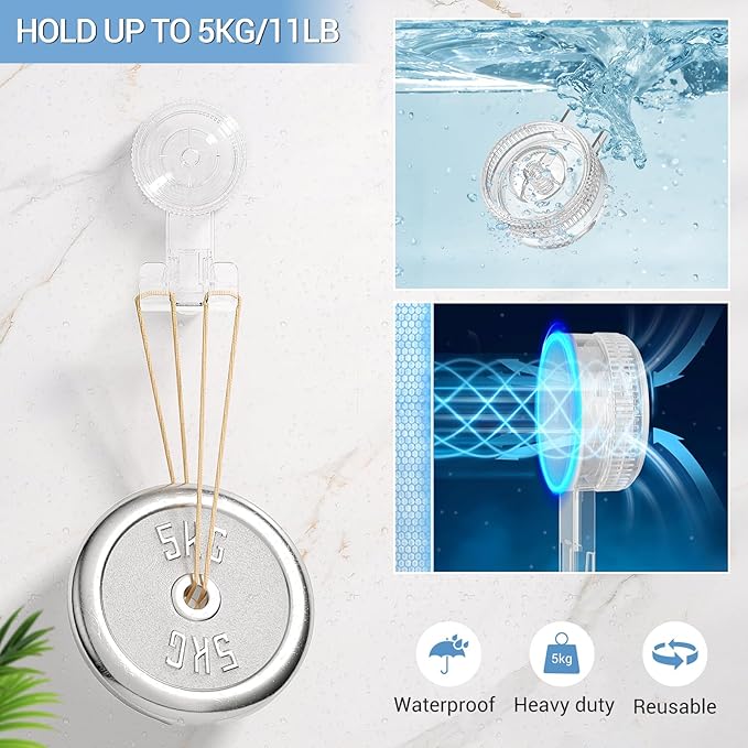 LUXEAR Suction Hooks, 4 Pack Razor Hooks Removable & Reusable Suction Shower Hook Waterproof Damage-Free Suction Hanger for Towel Bathrobe Loofah Bathroom Kitchen Waterproof Weather Hanger Hook