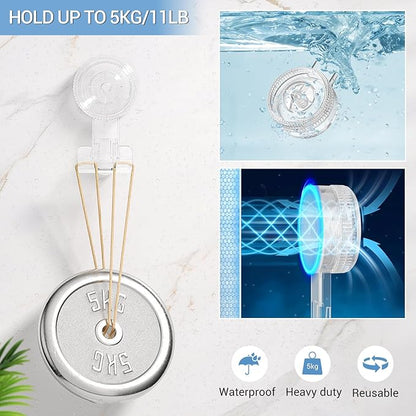LUXEAR Suction Hooks, 4 Pack Razor Hooks Removable & Reusable Suction Shower Hook Waterproof Damage-Free Suction Hanger for Towel Bathrobe Loofah Bathroom Kitchen Waterproof Weather Hanger Hook