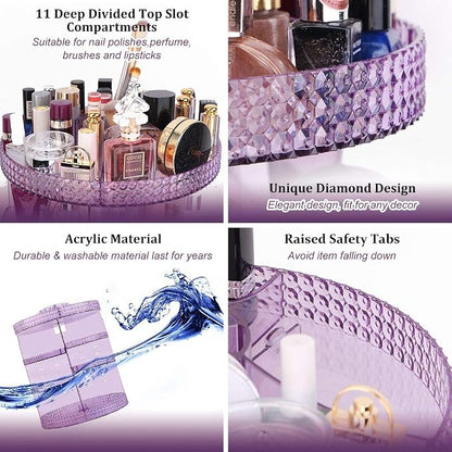 Awenia Makeup Organizer 360-Degree Rotating, Adjustable Makeup Storage, 7 Layers Large Capacity Cosmetic Storage Unit, Fits Different Types of Cosmetics and Accessories, Plus Size(Purple)