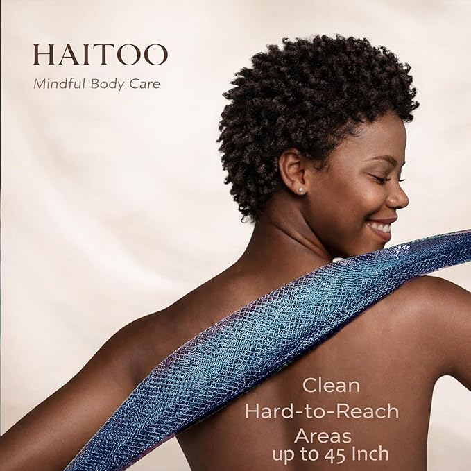African Net Sponge Authentic, 3 Pieces African Exfoliating Net Sponge Body Back Scrubber Exfoliating Washcloth for Shower Bath for All Types Skin (Black+Pink+Blue, 3 Pcs)