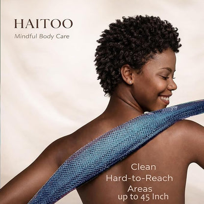 African Net Sponge Authentic, 3 Pieces African Exfoliating Net Sponge Body Back Scrubber Exfoliating Washcloth for Shower Bath for All Types Skin (Brown+Yellow+Green, 3 Pcs)
