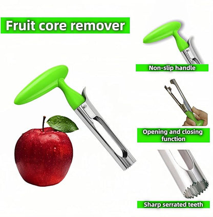 Premium Stainless Steel Apple Corer - Easy Use & Dishwasher Safe, Multi-Fruit Core Remover with Ergonomic Handle for Apples, Pears, Tomatoes & Cupcakes | Durable Kitchen Tool (Green)