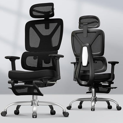 FLEXISPOT ErgoX Premium Ergonomic Office Chair with Footrest- Adjustable 3D Armrests, Dynamic Lumbar Support, Recline & Tilt Function, Mesh Seat, for Home & Office Use,Black Foam