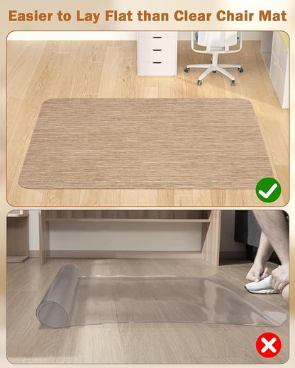 Blvornl Office Chair Mat for Hardwood Floor, 47.2"x60" Desk Computer Chair Mat, Large Anti-Slip Hard Floor Protector, PVC Mat Desk Rug for Office and Home, Red Brown