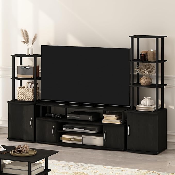 Furinno JAYA Large Entertainment Stand for TV Up to 55 Inch, Blackwood