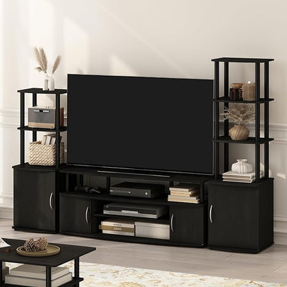 Furinno JAYA Large Entertainment Stand for TV Up to 55 Inch, Blackwood