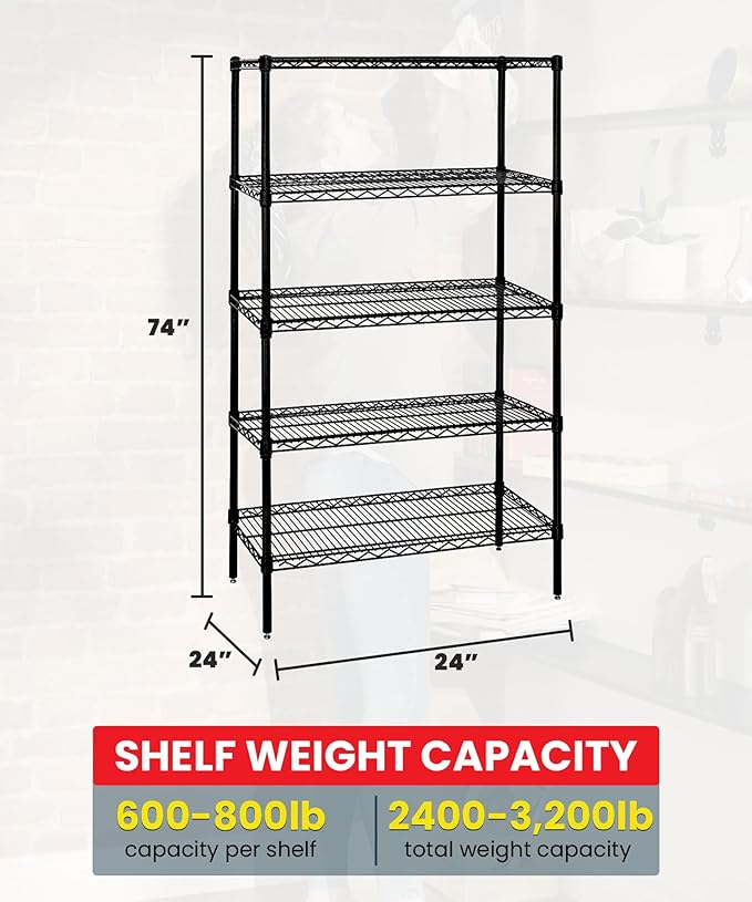 Quantum Storage Systems Wire 5 Shelf Starter KIT Black 74in
