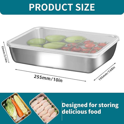 stainless steelFood Storage Containers setsstorage box with lidfreezer FrozenKitchen tray with lidOven plateSide dish plate Freezer & Dishwasher Safe