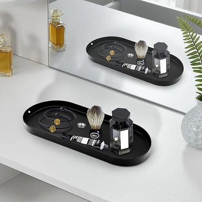 Toilet Tank Tray Bathroom Tray for Counter Top Organizer Black Metal Toilet Paper Basket Storage Toiletries Organizer for Bathroom, Living Room and Kitchen