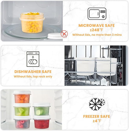 TUZAZO 12 Pack - 8 Oz Food Storage Containers with Screw Lids, Airtight Plastic Small Freezer Storage Container for Ice Cream, Overnight Oats, Snack, Soup, Portion and Meal Prep Container