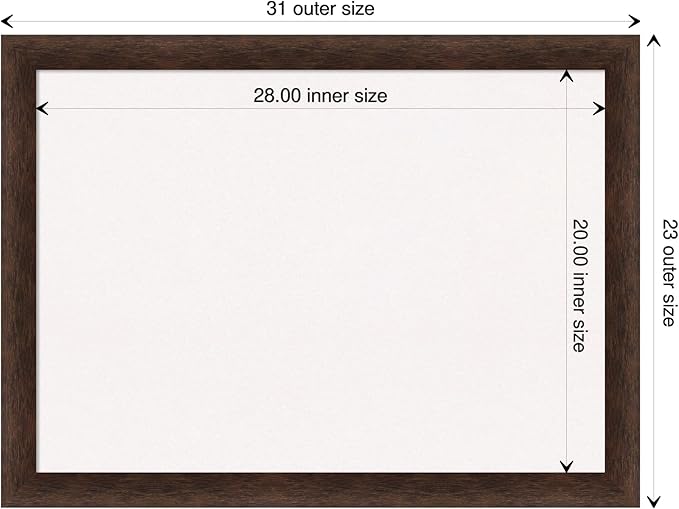 Amanti Art White Cork Board for Wall, 23x31 Vision Board with Brown Wood Frame, Medium Corkboard Office Decor for Home Organization, Casual Corkboard Pinboard to display items for home organization
