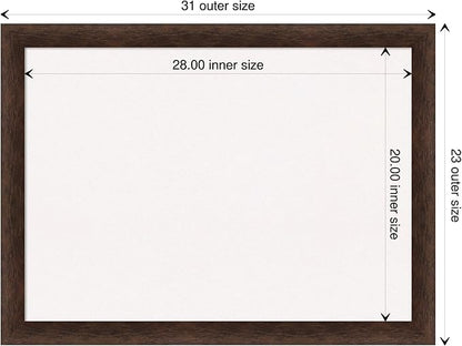 Amanti Art White Cork Board for Wall, 23x31 Vision Board with Brown Wood Frame, Medium Corkboard Office Decor for Home Organization, Casual Corkboard Pinboard to display items for home organization