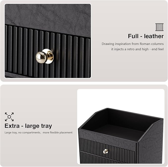 LADSTAG Make up Organizers for Vanity,Leather Makeup organizer for Vanity,Large Capacity Black Vanity Storage for Nail Polish,Bedroom,Bathroom,Gifts for Mom,Unique Gifts for Women