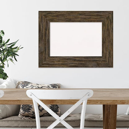 Amanti Art White Cork Board for Wall, 19x25 Vision Board with Brown Wood Frame, Small Corkboard Office Decor for Home Organization, Country Rustic Corkboard Pinboard to Display Items for Home