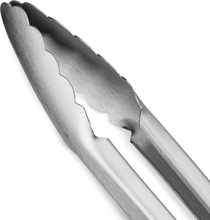 ALLWIN-HOUSEWARE W 304 Stainless Steel Kitchen Cooking Tongs, 12" and 14" Set of 2 Sturdy Grilling Barbeque Brushed Locking Food Tongs with Ergonomic Grip, Aqua Sky