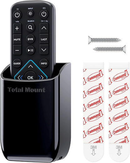 TotalMount Hole-Free Remote Control Holder – Eliminates Need to Drill Holes in Your Wall (Black, Quantity 1)